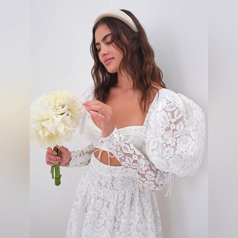 🎉 HP 🥳 💐 For Love and Lemons Frances Puff Sleeve Mini Dress 💐